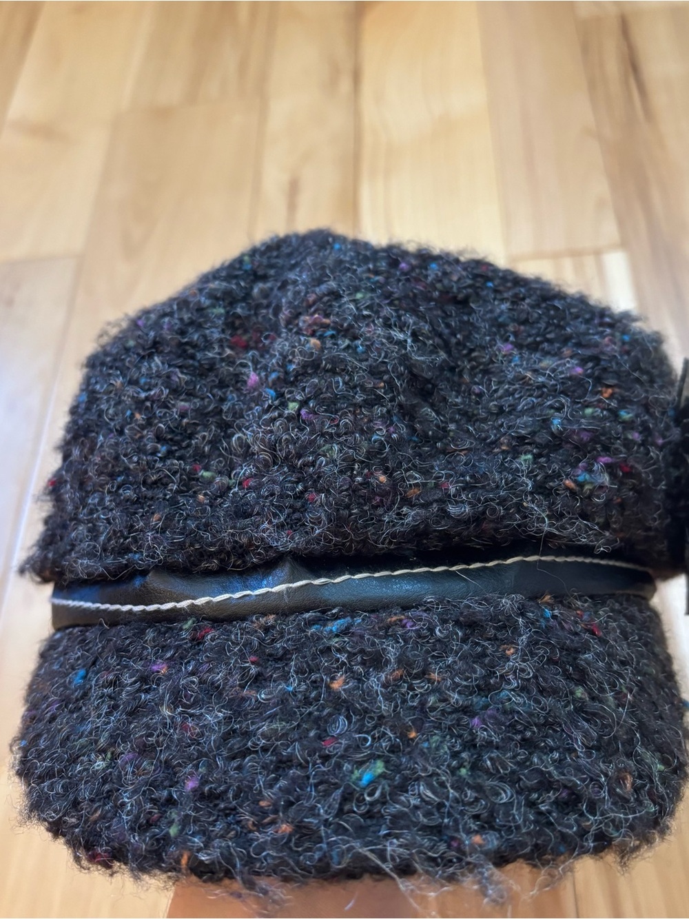 Y2K Scala Pronto Boucle Tweed Flower Accent Newsboy Style Hat - Picture 2 of 8